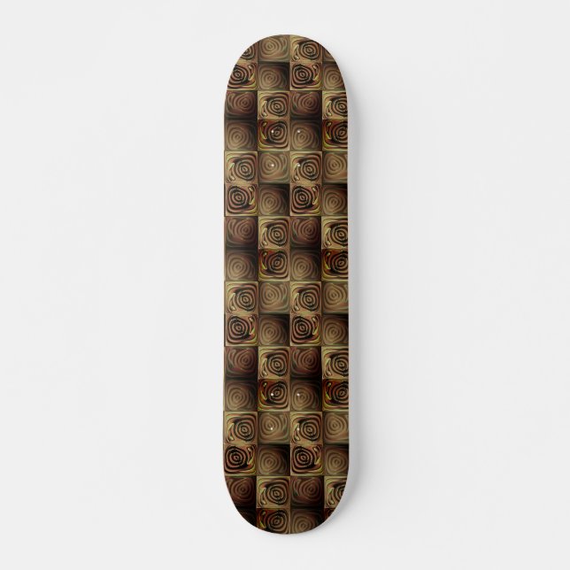 Quadrate mit runden Formen, die das Holzrelief sim Skateboard (Vorne)