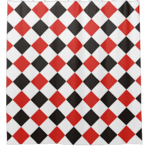 Quadrate Muster schwarz rot weiß + Ihr Backgr. Duschvorhang