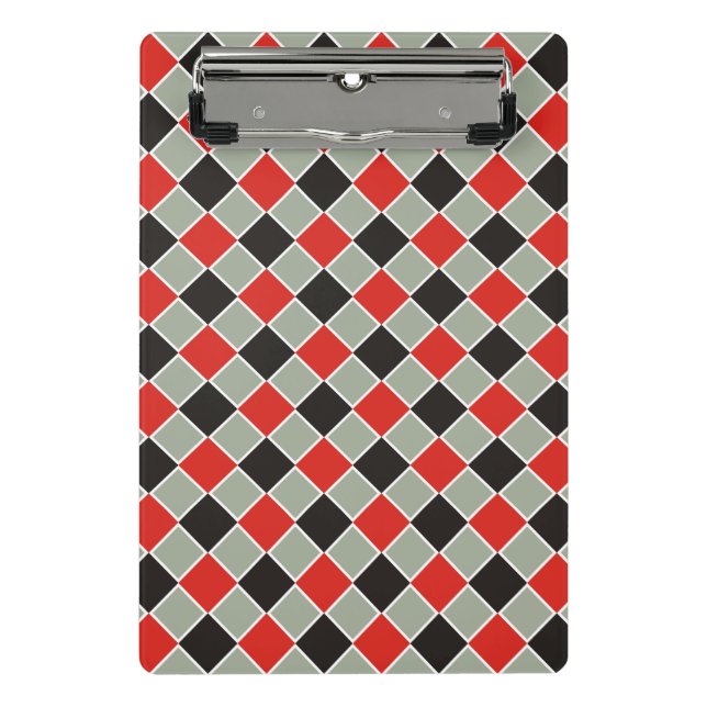 Quadrate Muster schwarz rot weiß + Ihr Backgr. Mini Klemmbrett (Vorderseite)
