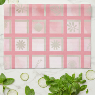 Quadrate rosa Blumenmuster Geschirrtuch