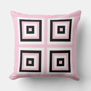 Quadrate schwarz, weiß und rosa kissen