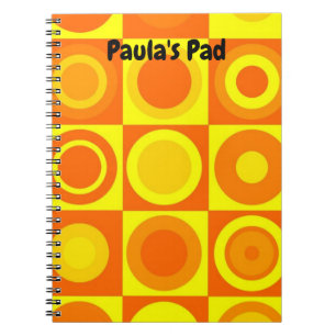 Quadrate von Funky Retro Orange Yellow Circles Notizblock