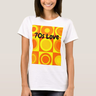 Quadrate von Funky Retro Orange Yellow Circles T-Shirt