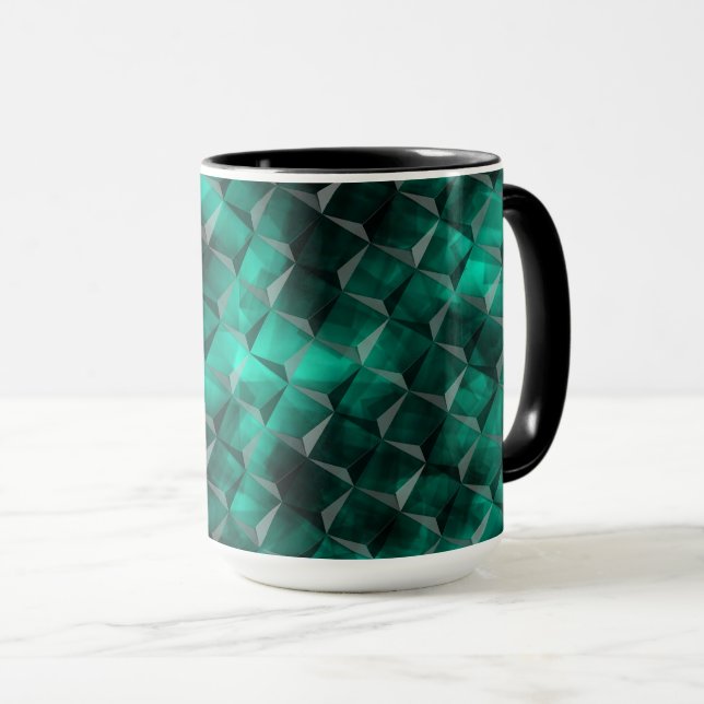 Quadrate zu Dreiecken in einer smaragdfarbenen Far Tasse (VorderseiteRechts)