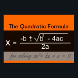 Quadratic Formula Math Poster<br><div class="desc">Quadratic Formula Math Poster.  For more math posters visit: www.zazzle.com/mathposters*</div>