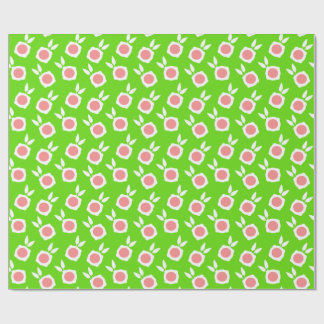 quadratische Blumen grün Geschenkpapier