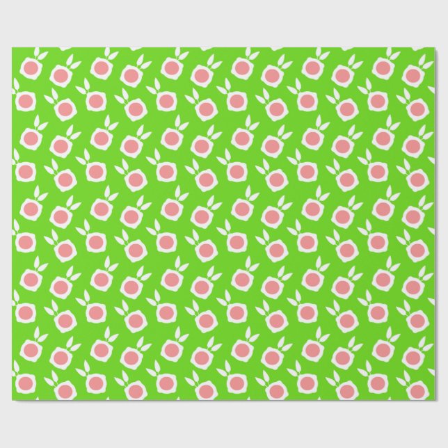 quadratische Blumen grün Geschenkpapier (Flach)
