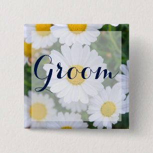Quadratische Blumenhochzeitsknöpfe für den Bräutig Button