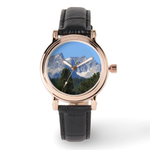 Quadratische Damenuhr mit schwarzem Lederarmband Armbanduhr