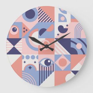 quadratische Formen: Geometrisches Abstraktes Mosa Große Wanduhr