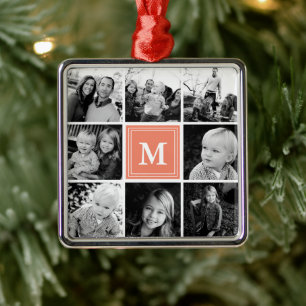 Quadratische Fotocollage Korallen-monogramm benutz Ornament Aus Metall