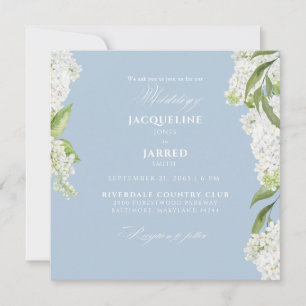 Quadratische himmelblaue weiße Hortensien Hochzeit