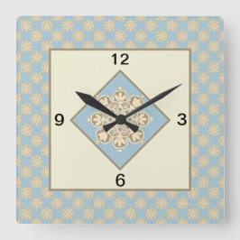 Quadratische Küchenuhr-Medaillons in himmelblau Wanduhr
