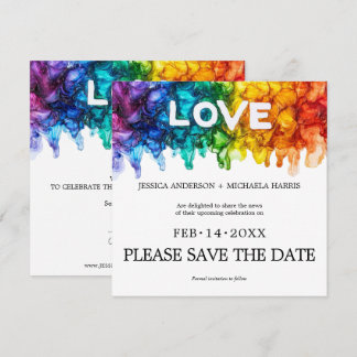 🌈 Quadratische LGBTQ-Hochzeit mit Liebe gemalt S Save The Date