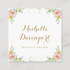 Quadratische mit BlumenVisitenkarte des Aquarells Quadratische Visitenkarte