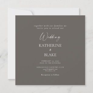 Quadratische moderne Hochzeit mit Holzkohle