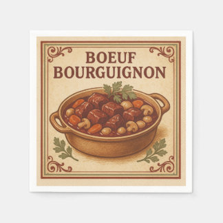 Quadratische Serviette Boeuf Bourguignon, Retro-S