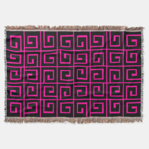 Quadratische Spiralen - Schwarz auf Hot Pink Decke