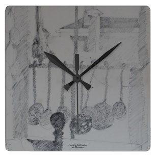 Quadratische Uhr mit Küchenschöpflöffeln und