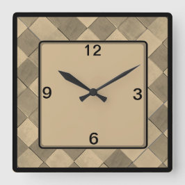 quadratische Wall-Uhr mit tan diagonaler Kachel Quadratische Wanduhr