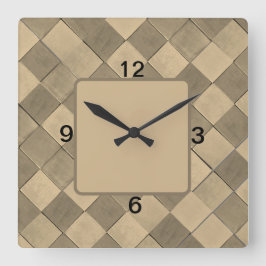 quadratische Wall-Uhr mit tan diagonaler Kachel Quadratische Wanduhr