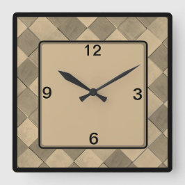 quadratische Wall-Uhr mit tan diagonaler Kachel Wanduhr