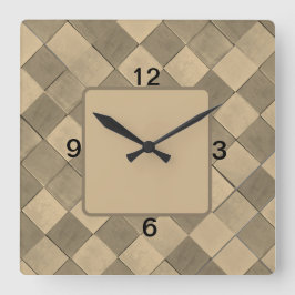 quadratische Wall-Uhr mit tan diagonaler Kachel Wanduhr