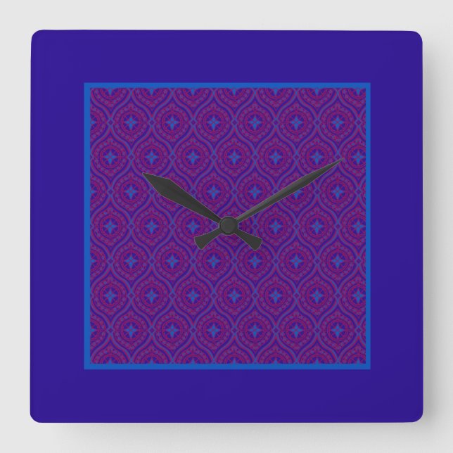 Quadratische Wandleuchte, Lila und blaues Ogee Mus Quadratische Wanduhr (Vorderseite)