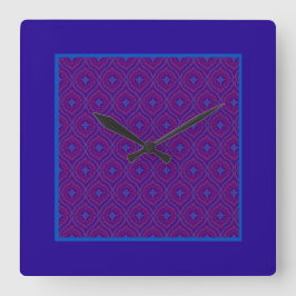 Quadratische Wandleuchte, Lila und blaues Ogee Mus Wanduhr