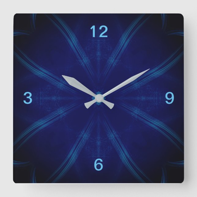 Quadratische Wanduhr in Blau (Vorderseite)