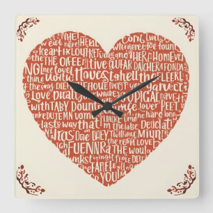 Quadratische Wanduhr LOVE