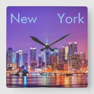 Quadratische Wanduhr New York City