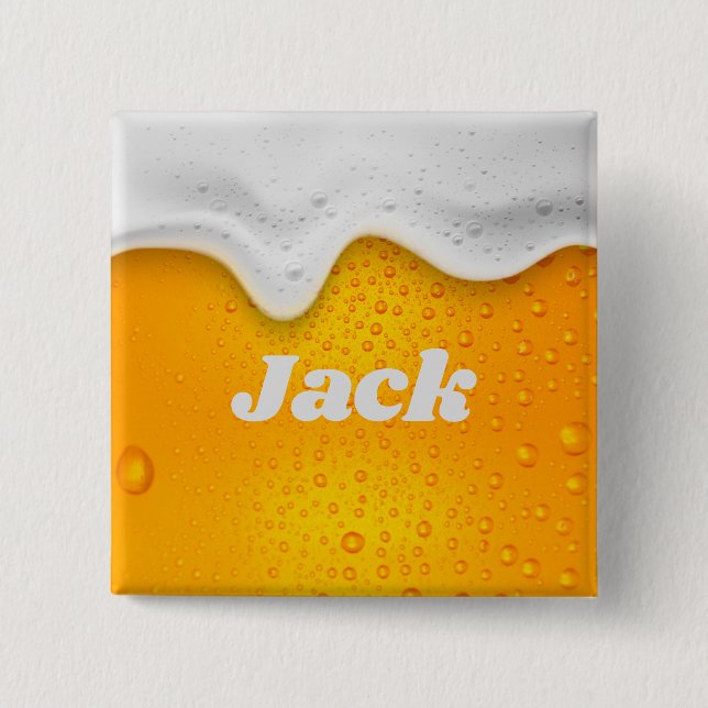 Quadratischer, anpassbarer Bierknopf Button (Vorderseite)