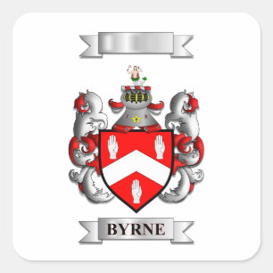 Quadratischer Aufkleber Byrne Nachname und Schild
