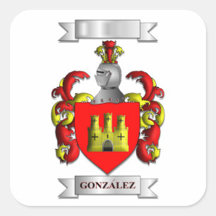 Quadratischer Aufkleber Gonzalez Nachname und Wapp