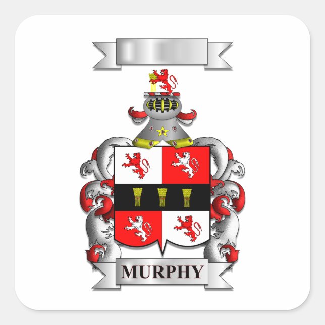 Quadratischer Aufkleber Murphy Nachname und Schild (Vorderseite)