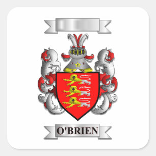 Quadratischer Aufkleber O'Brien Nachname und Wappe
