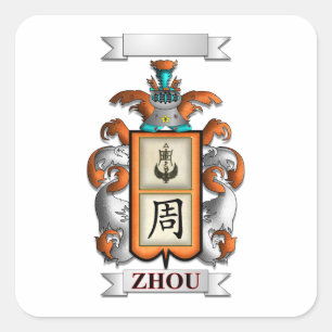 Quadratischer Aufkleber Zhou Nachname und Schild