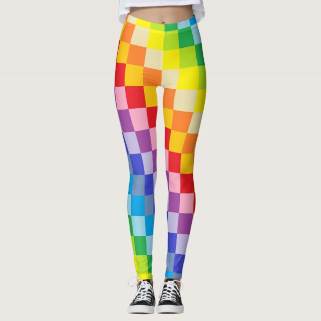 Quadratischer breiterer Spektrum-Regenbogen Leggings (Vorderseite)