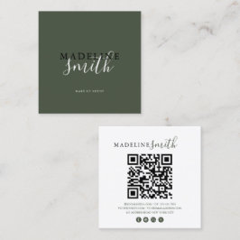 Quadratischer dunkelgrüner Schrift-QR-Code Quadratische Visitenkarte