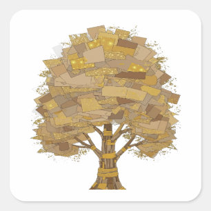 Quadratischer Grauer BAUM DER ERKENNTNIS Quadratis Aufkleber