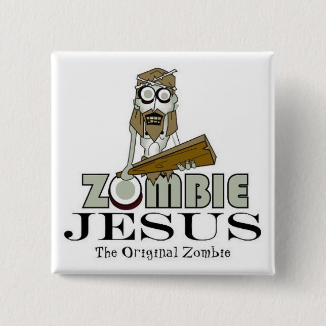 Quadratischer Knopf Zombie-Jesuss Button (Vorderseite)