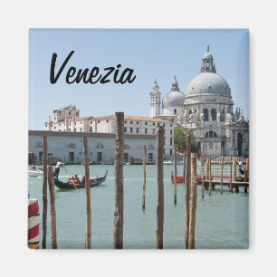Quadratischer Magnet von Venedig mit Text