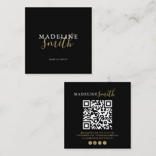 Quadratischer schwarzer Goldschrift-QR-Code Quadratische Visitenkarte