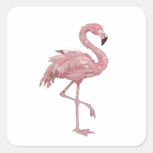 Quadratischer Silber FLAMINGO Quadrat Aufkleber