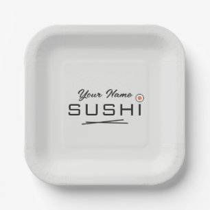 Quadratischer Sushi-Rollenteller für Party oder Re Pappteller