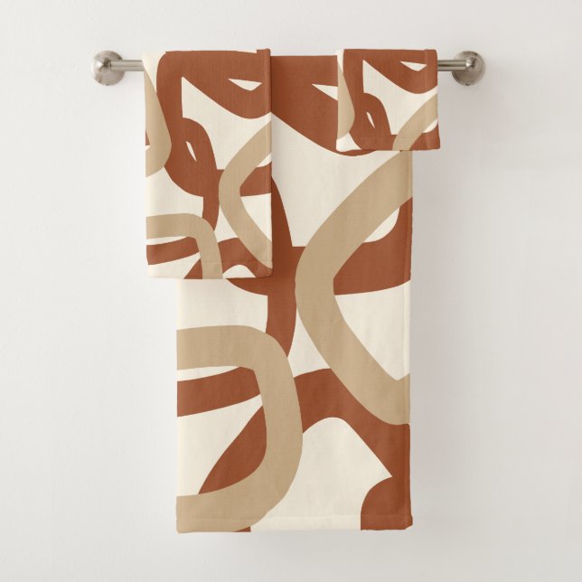 Quadratischer Tangle Burnt Sienna Creme Badhandtuch Set (Insitu)