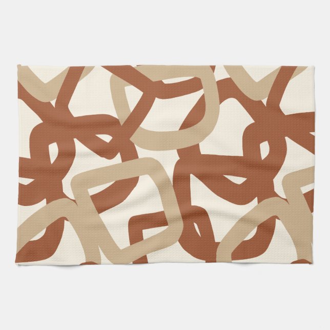 Quadratischer Tangle Burnt Sienna Creme Geschirrtuch (Horizontal)