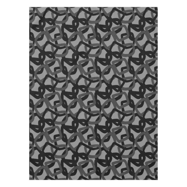 Quadratischer Tangle Jet Black Charcoalgrau Tischdecke (Vorderseite)