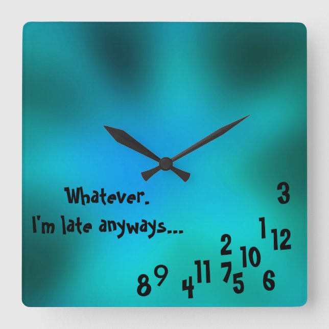 Quadratisches benutzerfreundliches Grün, blaue Uhr (Vorderseite)